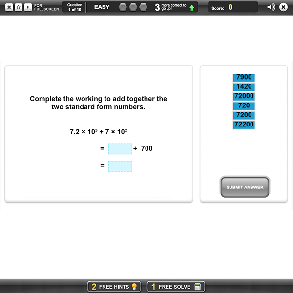 Do standard form problems without a calculator