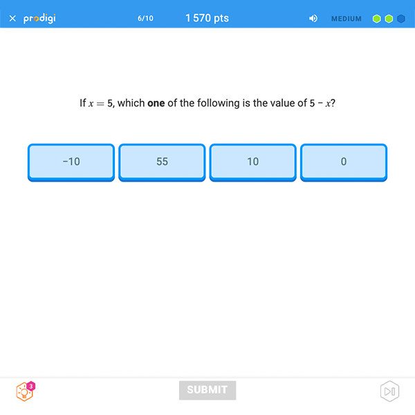 Substitute whole numbers into algebraic expressions