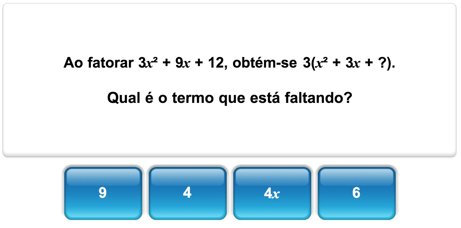 Quiz de matemática da Mangahigh